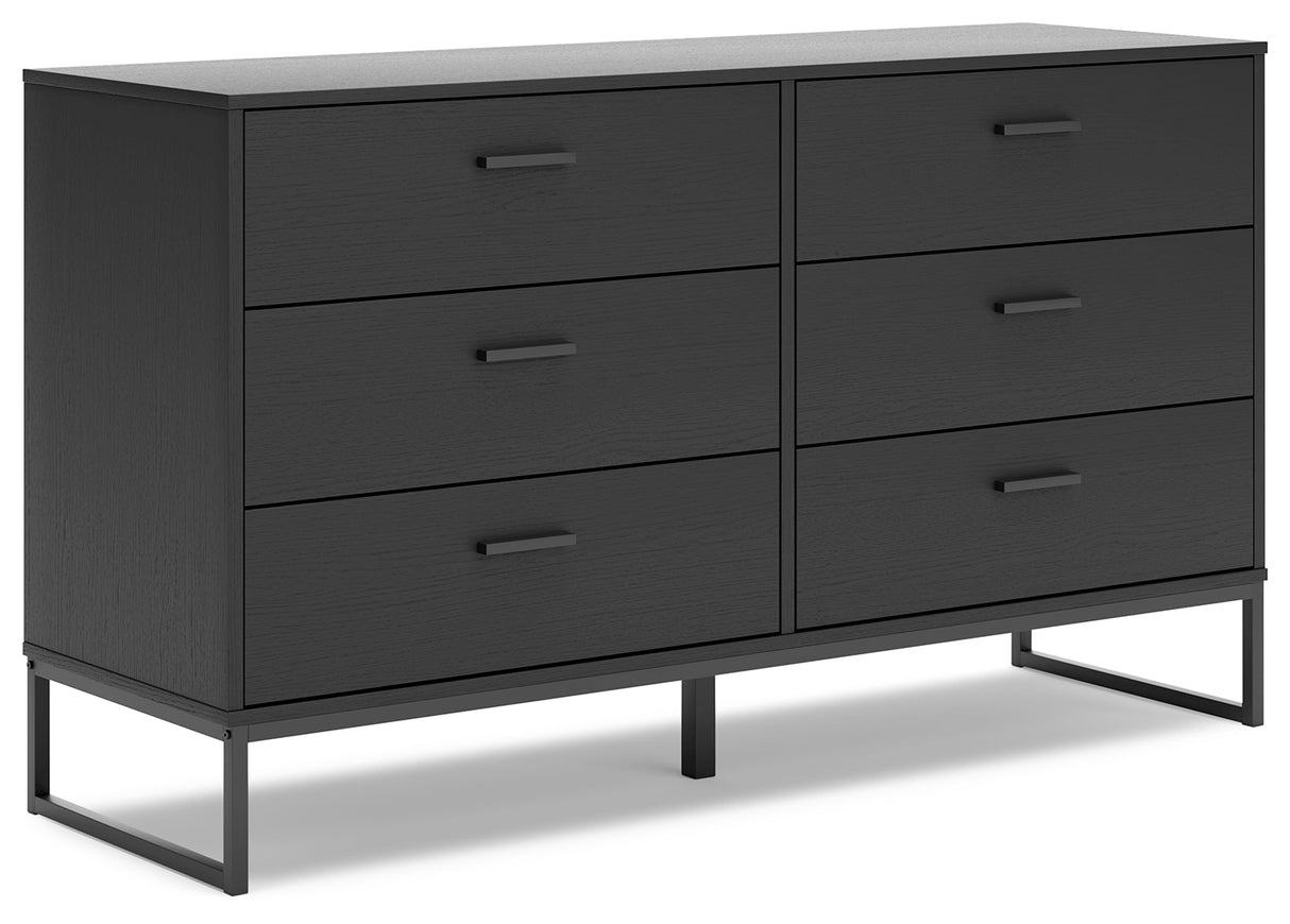 Socalle Queen Panel Headboard with Dresser and Chest in Black from Ashley - Luna Furniture