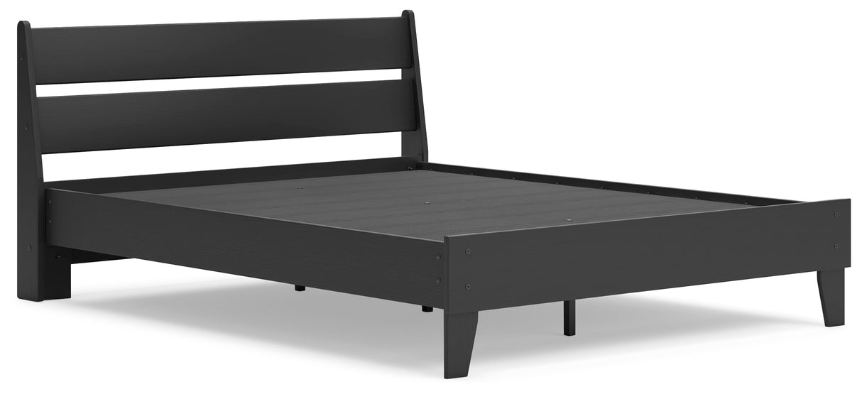 Socalle Queen Panel Platform Bed with Dresser, Chest and 2 Nightstands in Black from Ashley - Luna Furniture