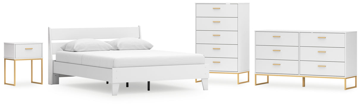Socalle Queen Panel Platform Bed with Dresser, Chest and Nightstand in Two-tone from Ashley - Luna Furniture