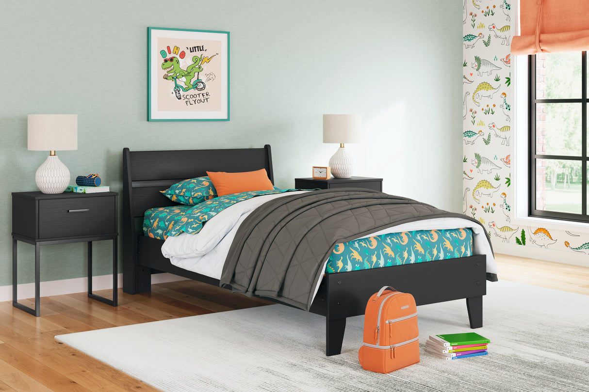 Socalle Twin Platform Bed with Dresser and Chest in Black from Ashley - Luna Furniture