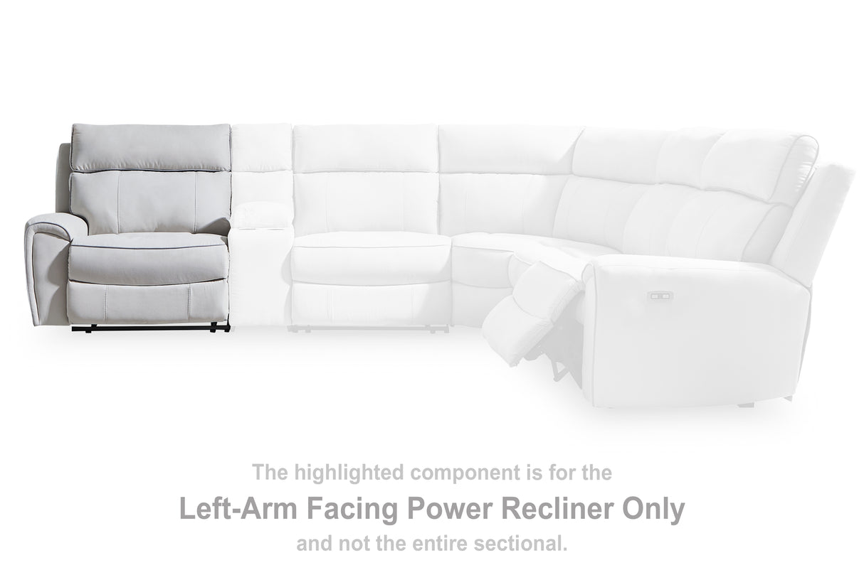 Social Pointe Pearl/Ash Left-Arm Facing Power Recliner from Ashley - Luna Furniture