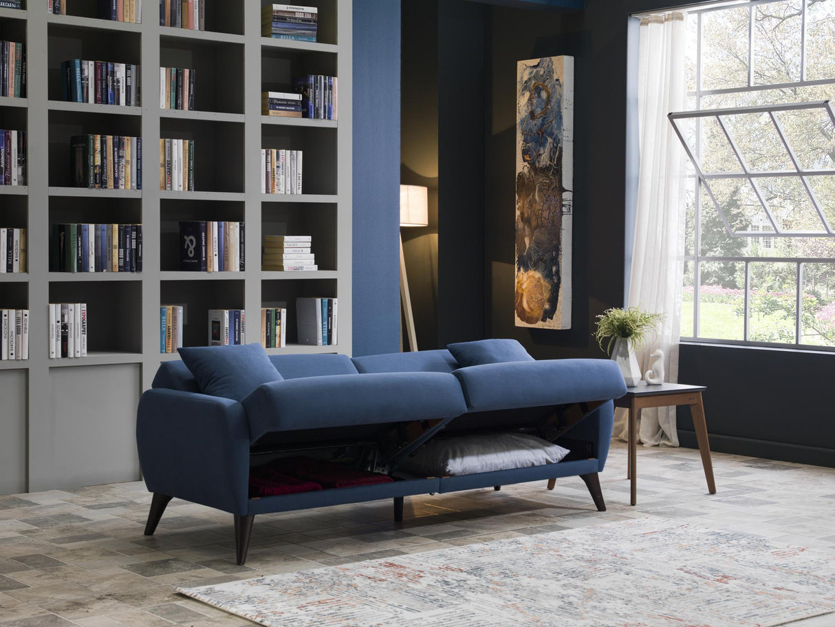 Flexy Zigana Indigo Blue Storage Sleeper Sofa from Bellona - Luna Furniture