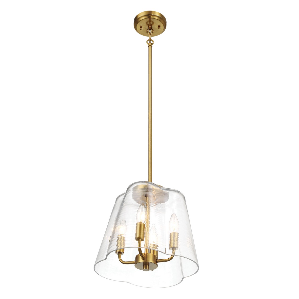 Soiree Four Candle Lights Pendant With Clear Glass - Satin Brass from Ashcroft Furniture - Luna Furniture