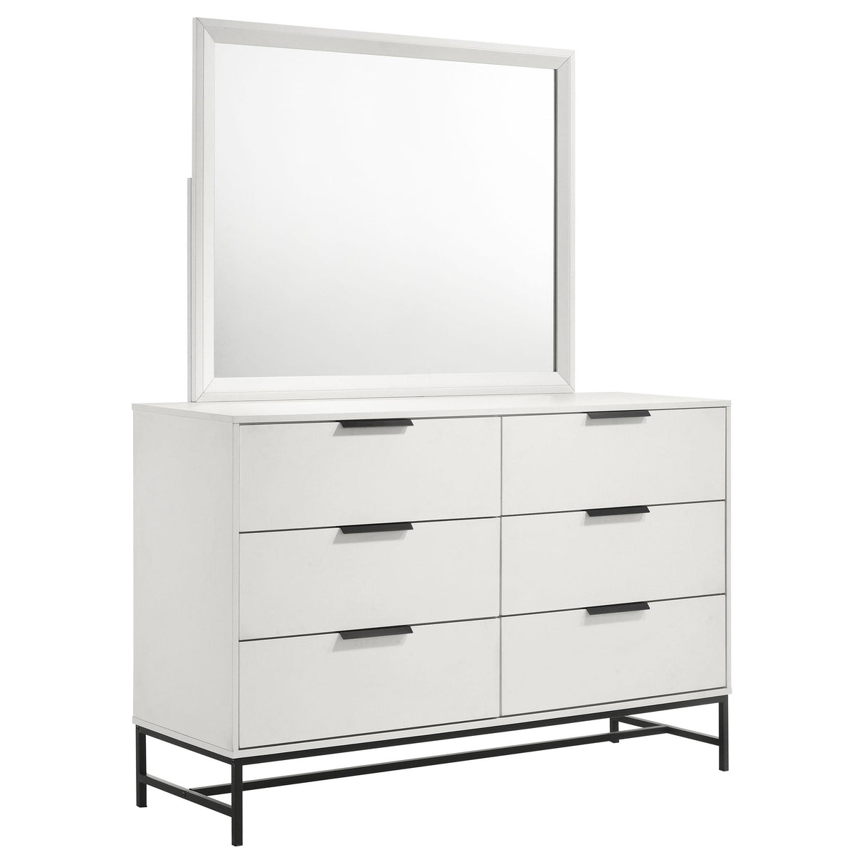 Sonora White 6-Drawer Dresser with Mirror from Coaster - Luna Furniture