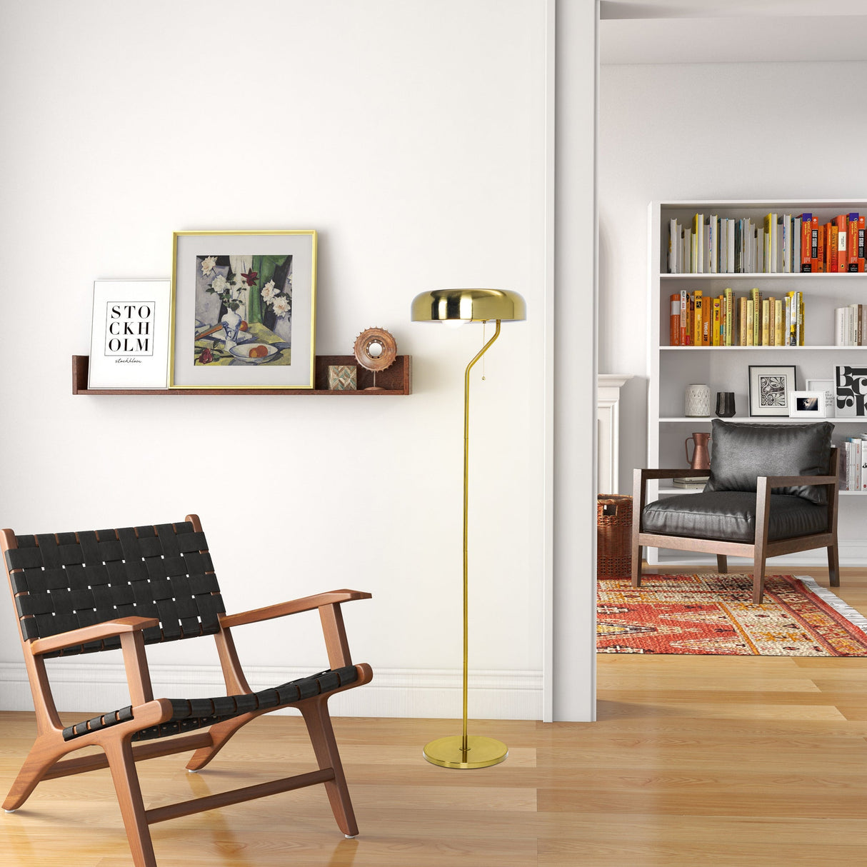 Spectra Floor Lamp - Gold outer and White inner from Ashcroft Furniture - Luna Furniture
