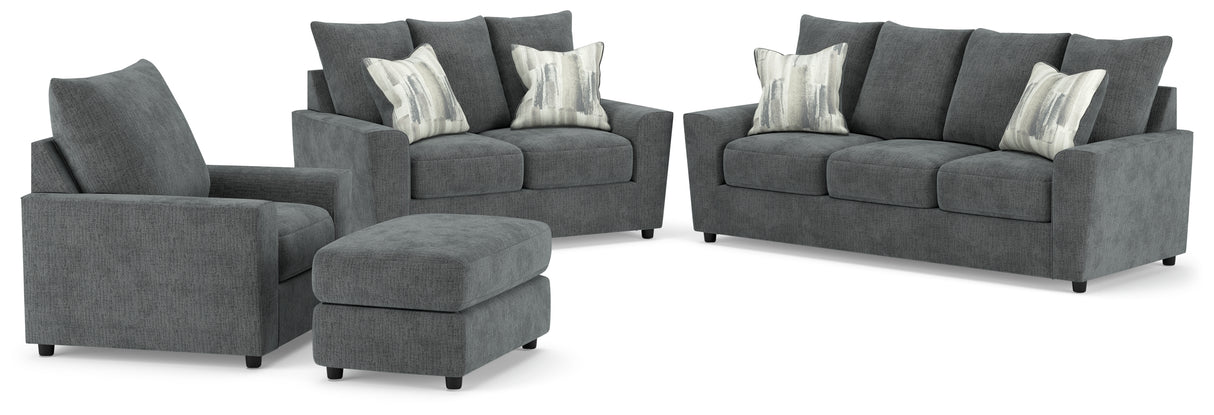 Stairatt Sofa, Loveseat, Chair and Ottoman in Gravel from Ashley Furniture - Luna Furniture