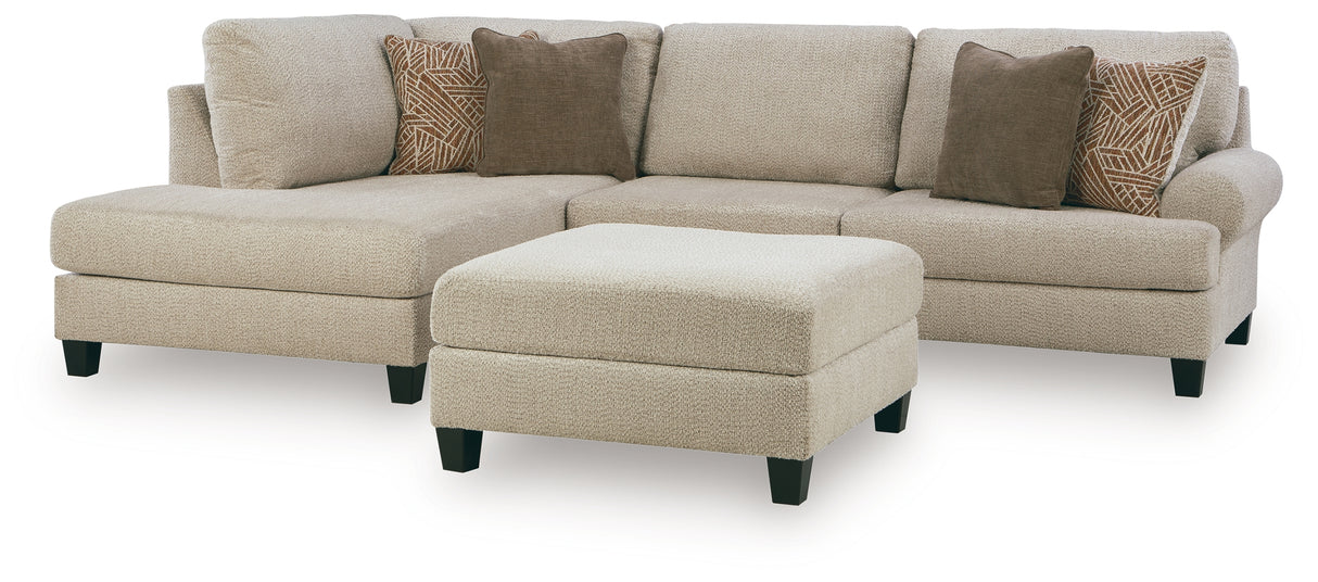 Steelwater Retreat 2-Piece Sectional with Chaise and Oversized Accent Ottoman in Latte from Ashley Furniture - Luna Furniture
