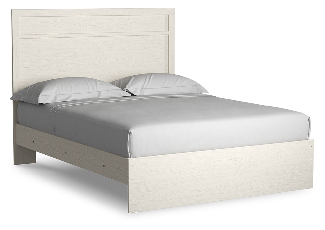 Stelsie Queen Panel Bed with Mirrored Dresser and Nightstand in White from Ashley Furniture - Luna Furniture