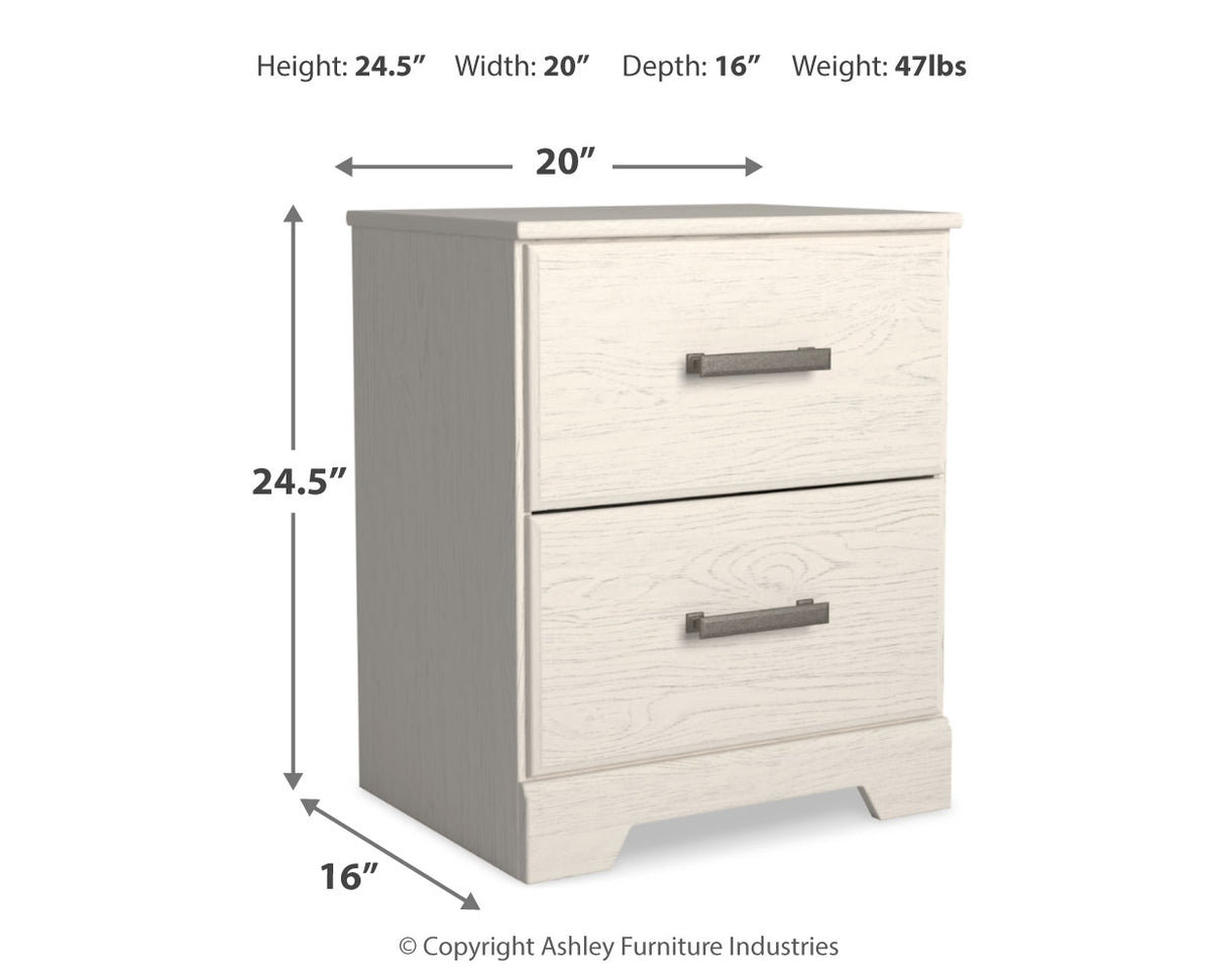 Stelsie Queen Panel Bed with Mirrored Dresser and Nightstand in White from Ashley Furniture - Luna Furniture