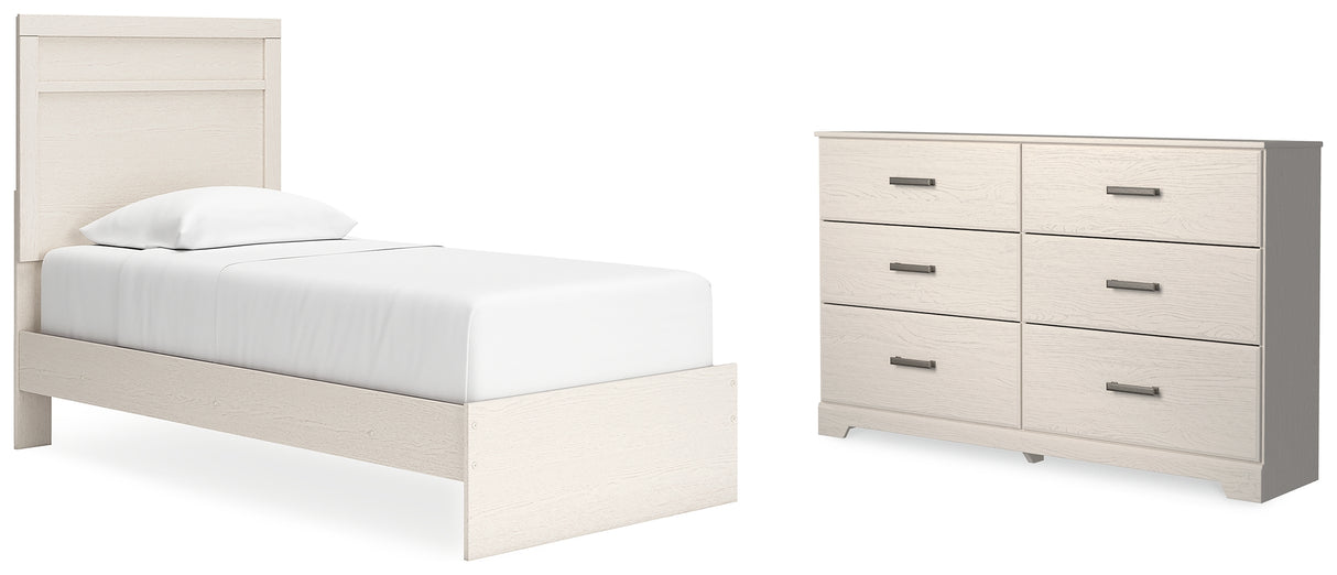 Stelsie Twin Panel Bed with Dresser in White from Ashley - Luna Furniture