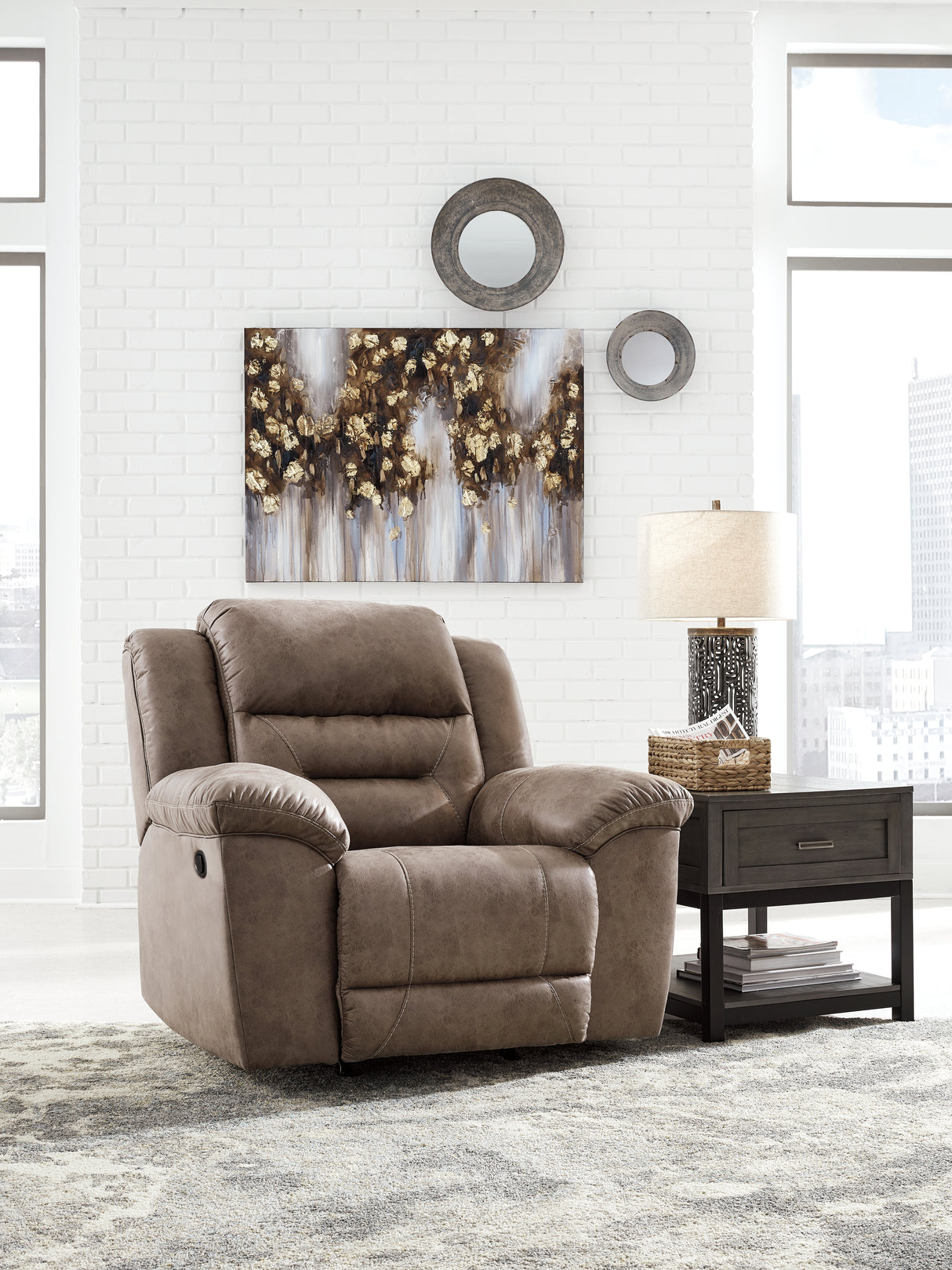 Stoneland Fossil Reclining Sofa and 2 Recliners from Ashley - Luna Furniture