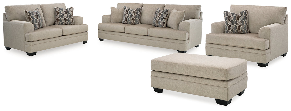Stonemeade Sofa, Loveseat, Chair and Ottoman in Taupe from Ashley Furniture - Luna Furniture
