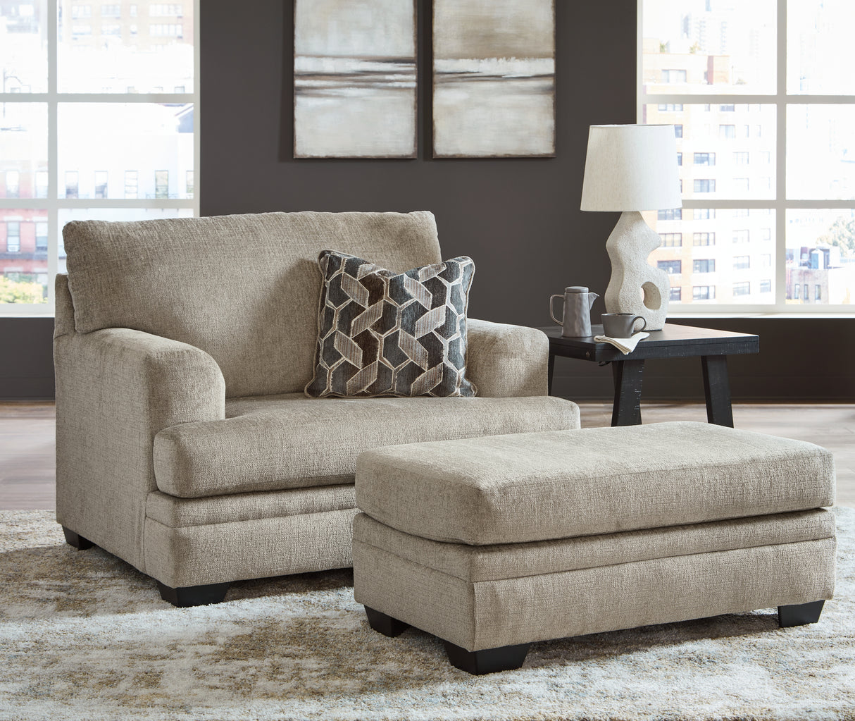 Stonemeade Sofa, Loveseat, Chair and Ottoman in Taupe from Ashley Furniture - Luna Furniture