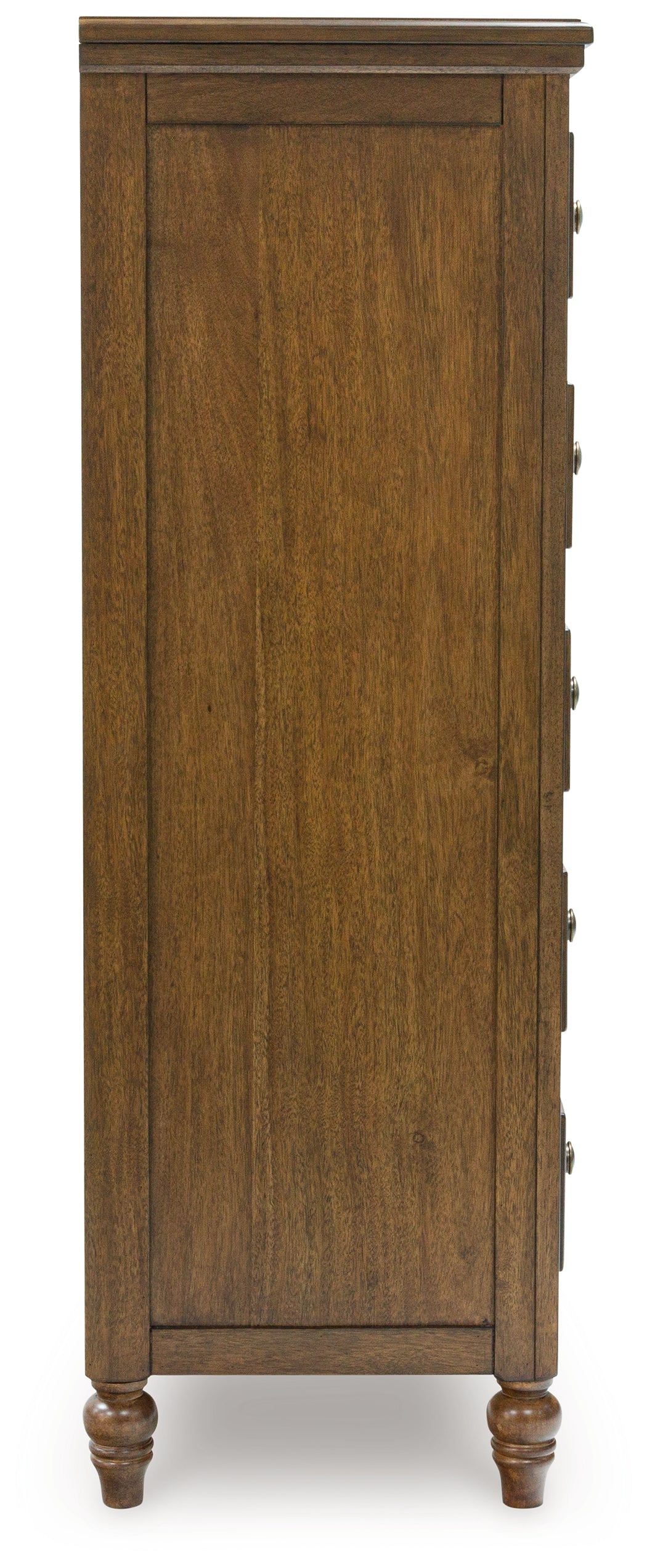 Sturlayne California King Upholstered Panel Bed with Mirrored Dresser, Chest and 2 Nightstands in Brown from Ashley - Luna Furniture