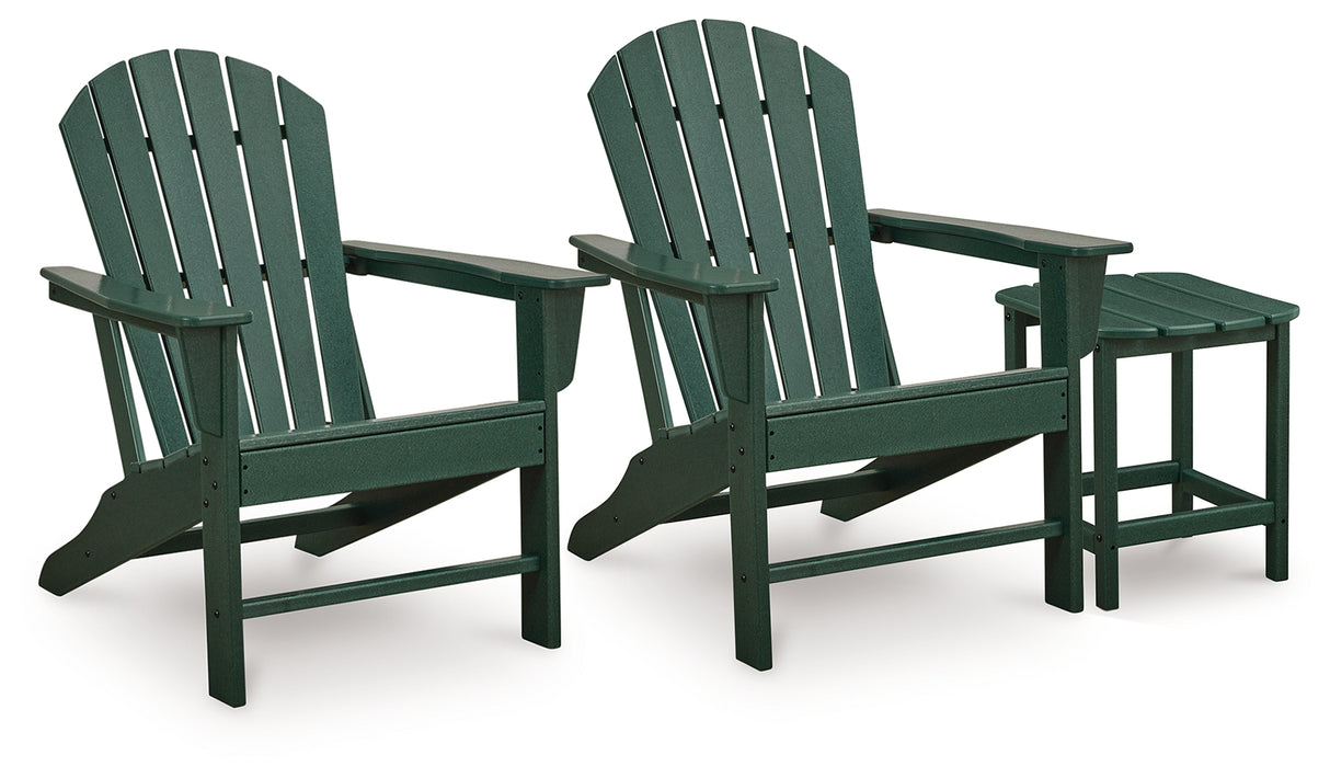 Sundown Shores 2 Adirondack Chairs with End table in Green from Ashley Furniture - Luna Furniture