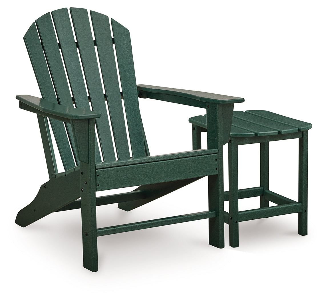 Sundown Shores Adirondack Chair with End table in Green from Ashley - Luna Furniture
