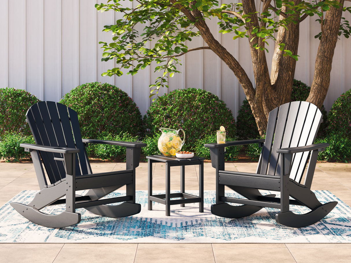 Sundown Treasure 2 Outdoor Chairs with End Table in Black from Ashley - Luna Furniture