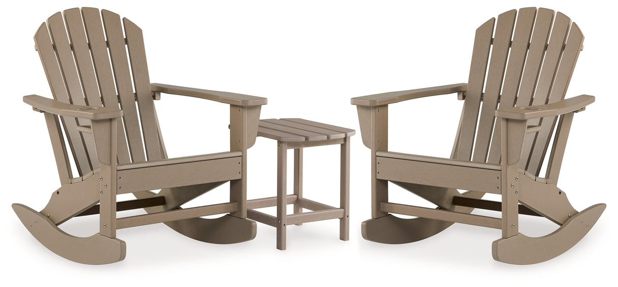 Sundown Treasure 2 Outdoor Chairs with End Table in Driftwood from Ashley - Luna Furniture