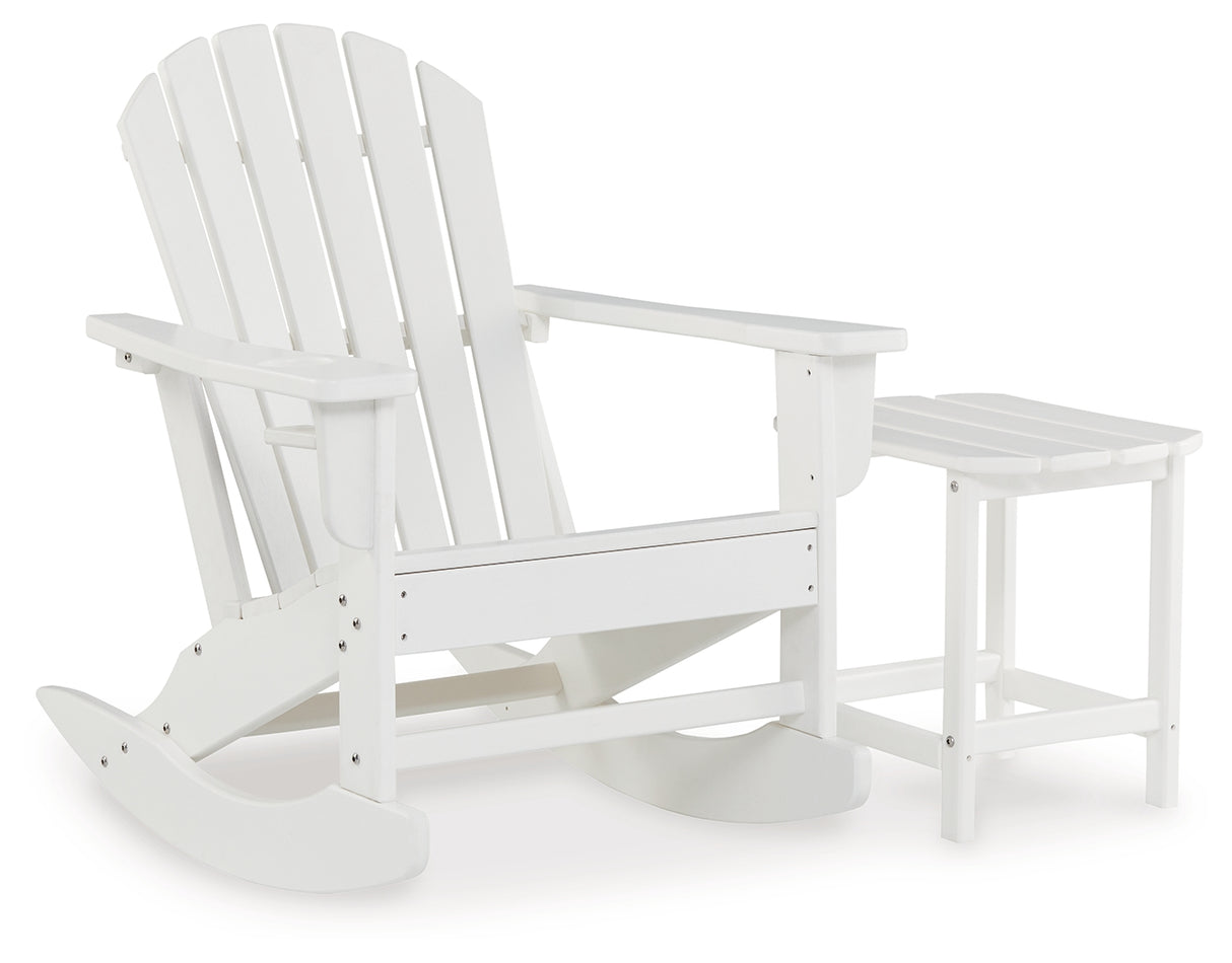 Sundown Treasure Outdoor Chair with End Table in White from Ashley - Luna Furniture