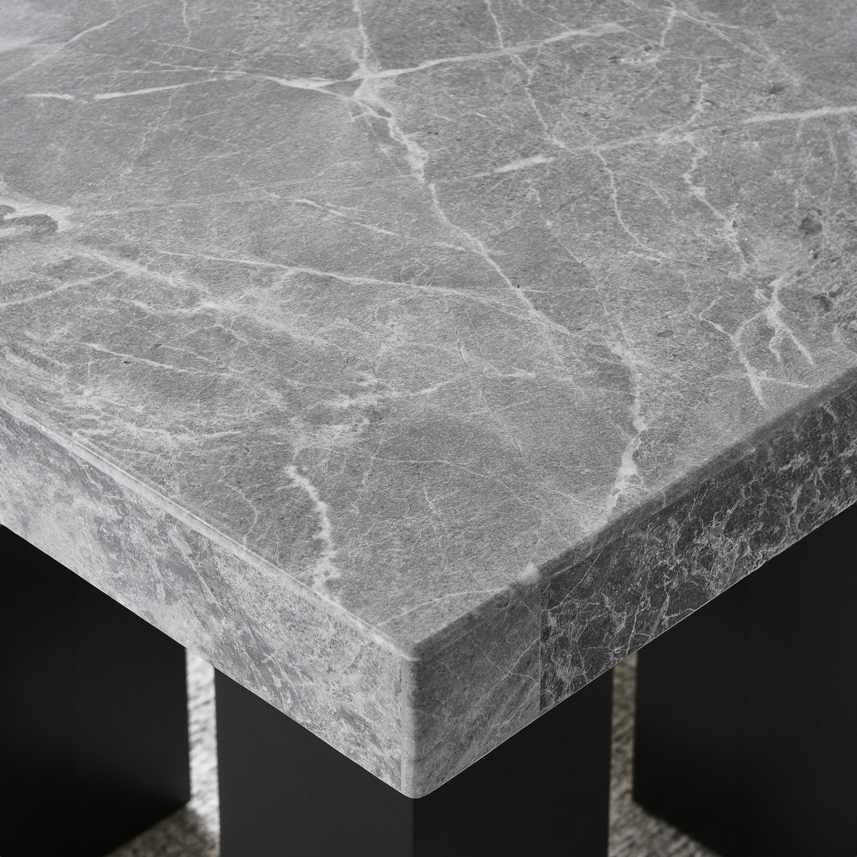 Artemis Gray Square Marble Top 9-Piece Counter Height Dining Set with White Vegan Leather Chairs