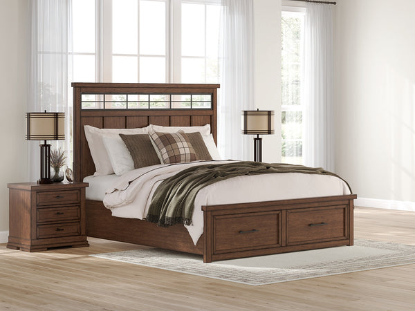 Taffenbrook Medium Brown California King Panel Storage Bed
