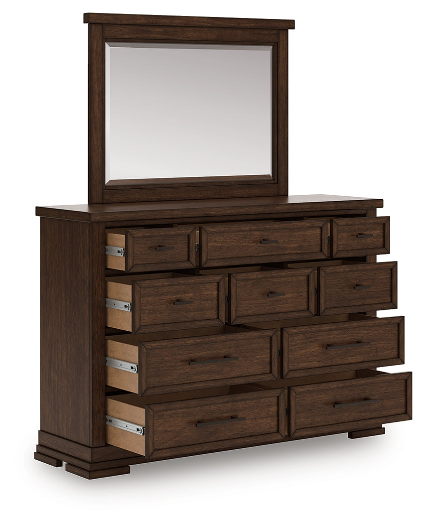 Taffenbrook Medium Brown Dresser and Mirror from Ashley - Luna Furniture