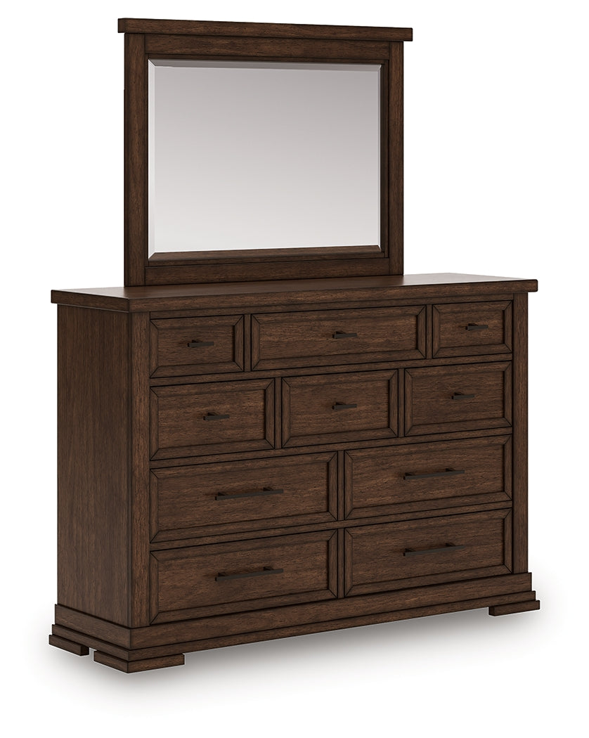 Taffenbrook Medium Brown Dresser and Mirror from Ashley - Luna Furniture