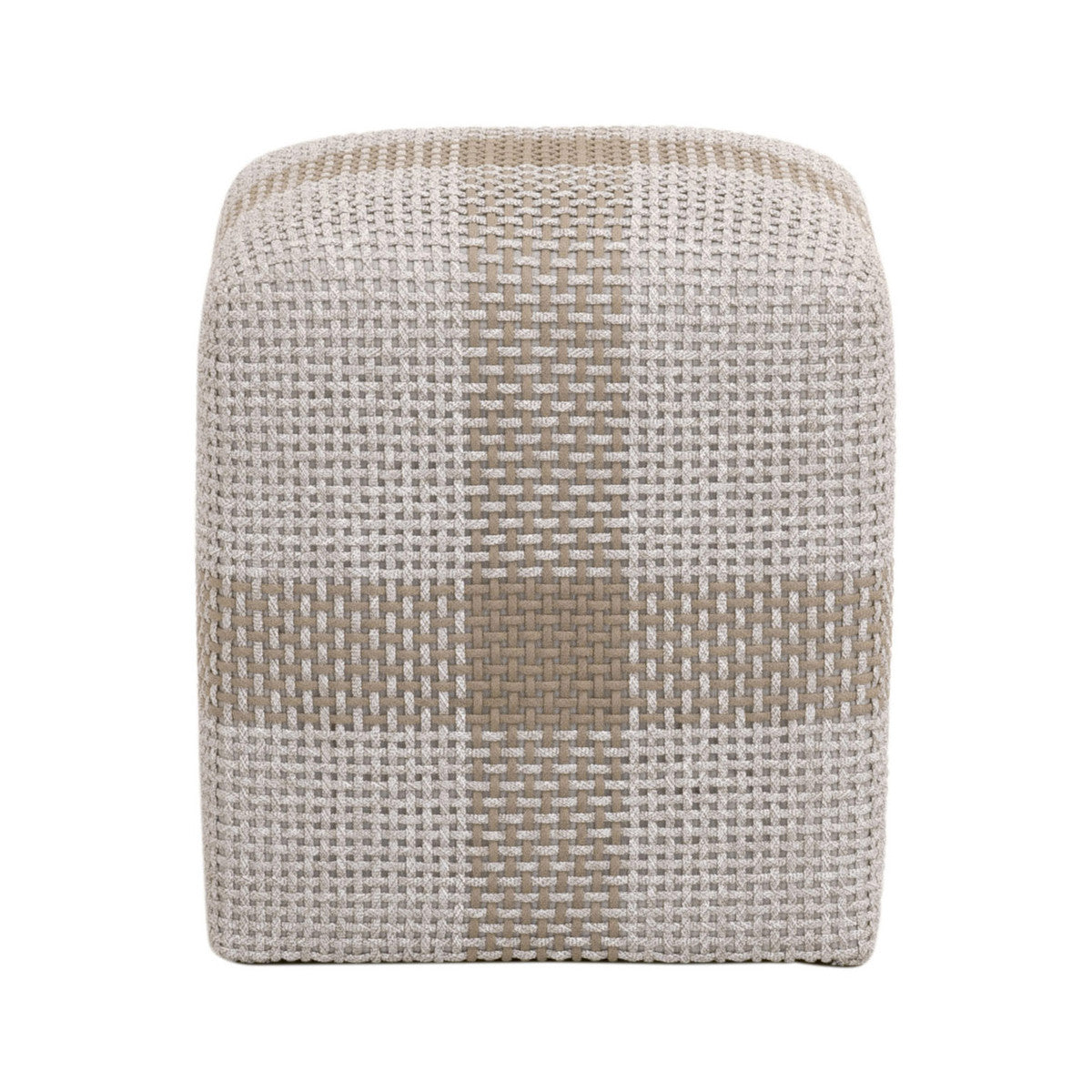 Cross Accent Cube in Taupe & White Flat Rope, Taupe Stripe from Essentials For Living - Luna Furniture