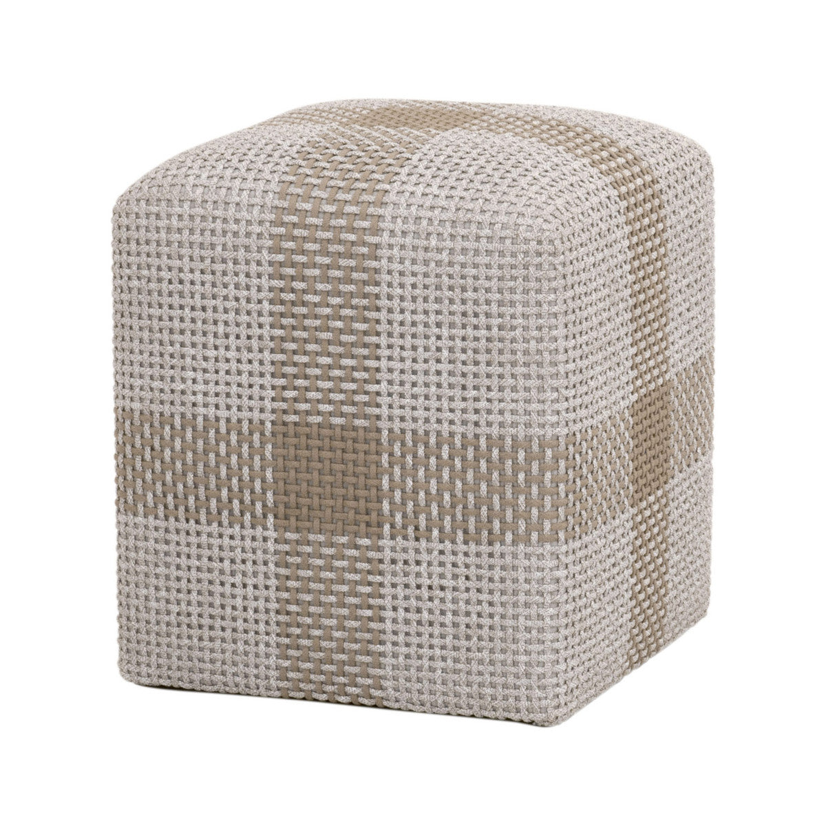 Cross Accent Cube in Taupe & White Flat Rope, Taupe Stripe from Essentials For Living - Luna Furniture