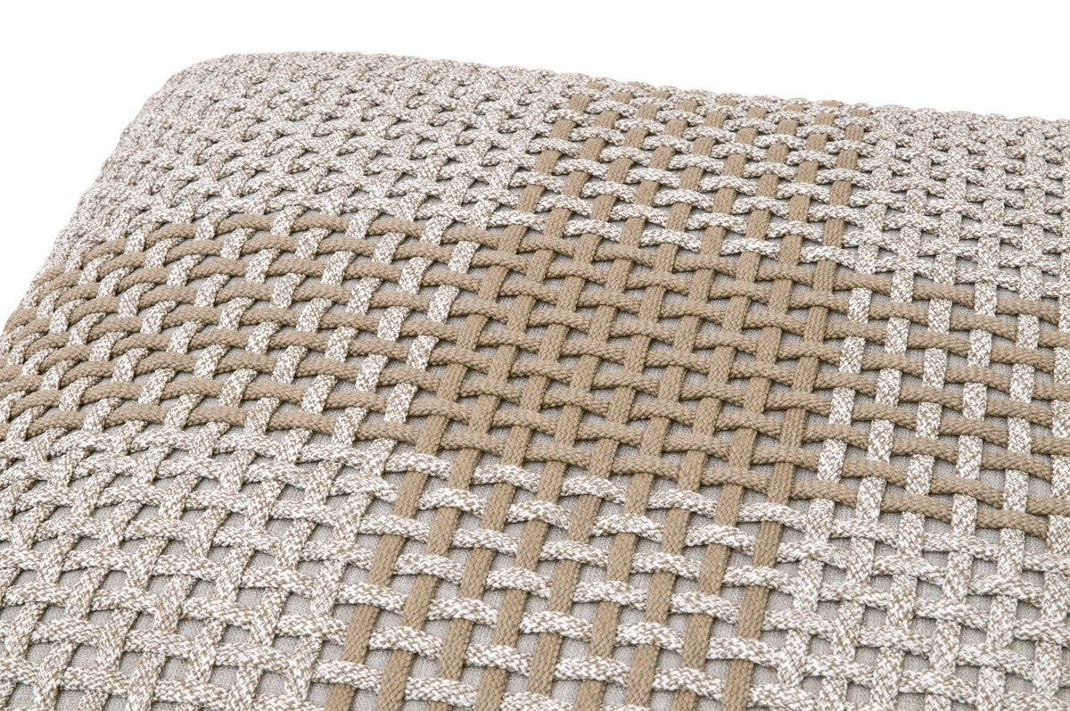 Cross Accent Cube in Taupe & White Flat Rope, Taupe Stripe from Essentials For Living - Luna Furniture