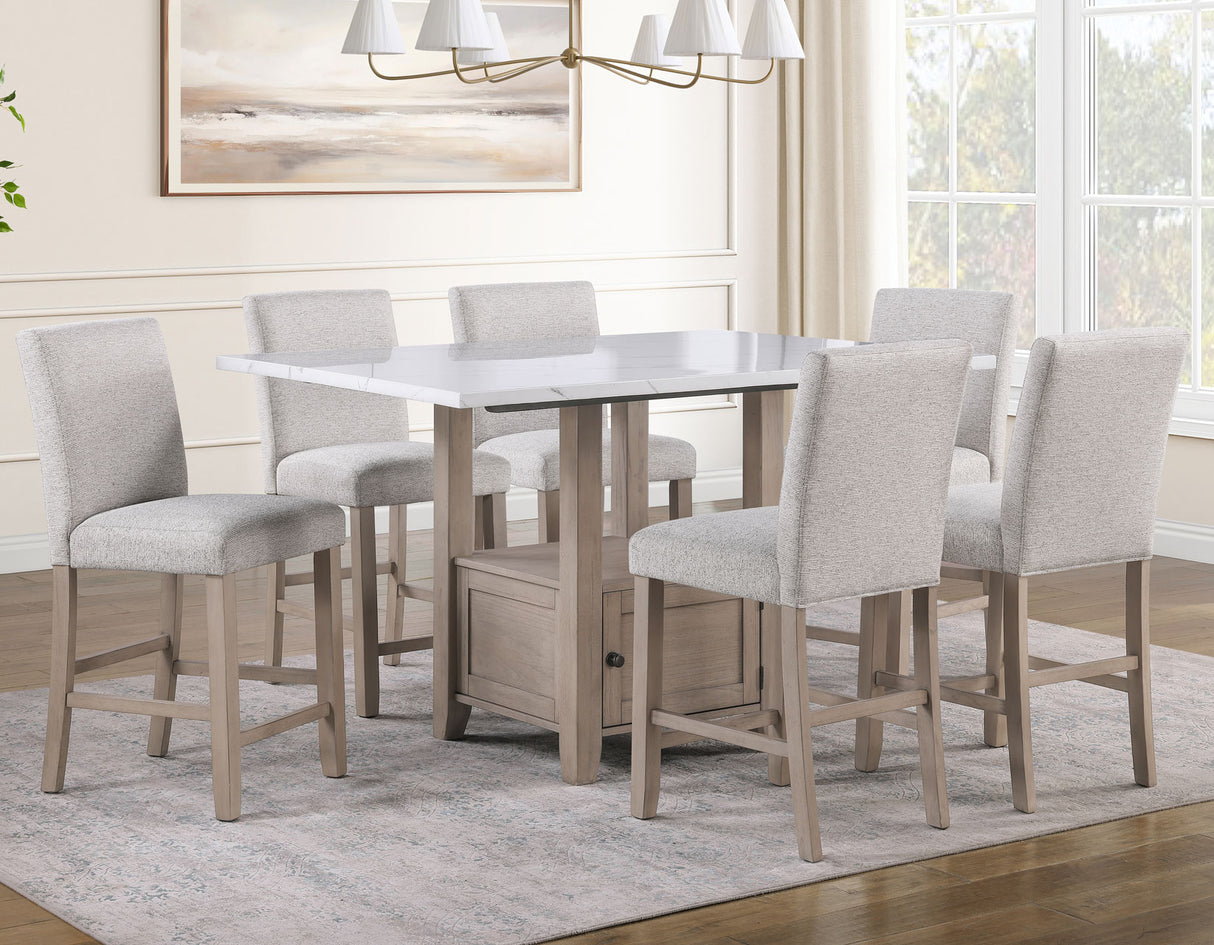 Taylor Tan 5-Piece Faux-Marble Counter Height Dining Set from Steve Silver - Luna Furniture