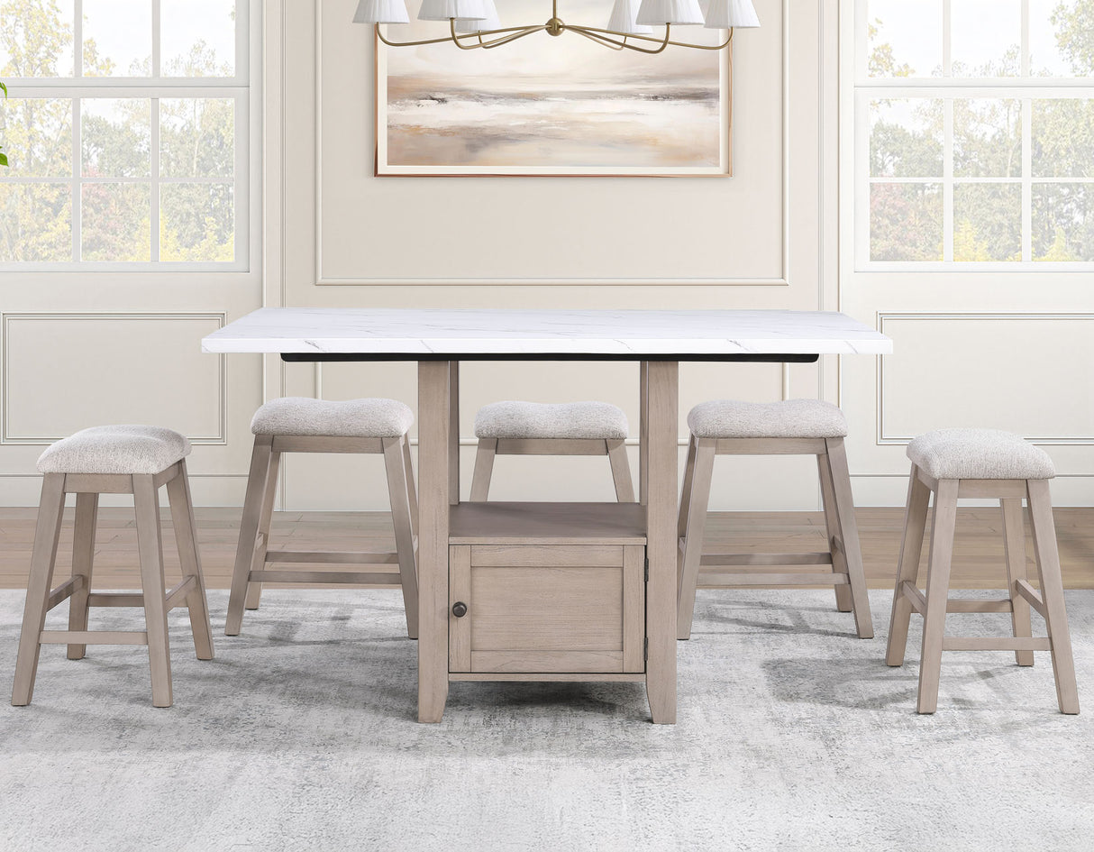 Taylor Tan Faux-Marble Counter Height Set with Stools from Steve Silver - Luna Furniture