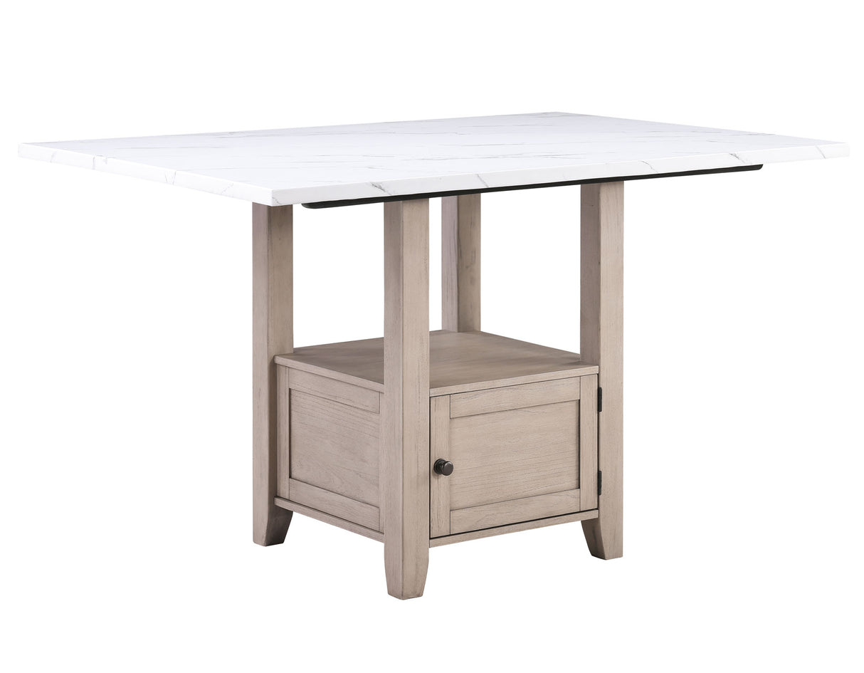 Taylor Tan Faux Marble Top 60″ Storage Counter Height Table from Steve Silver - Luna Furniture