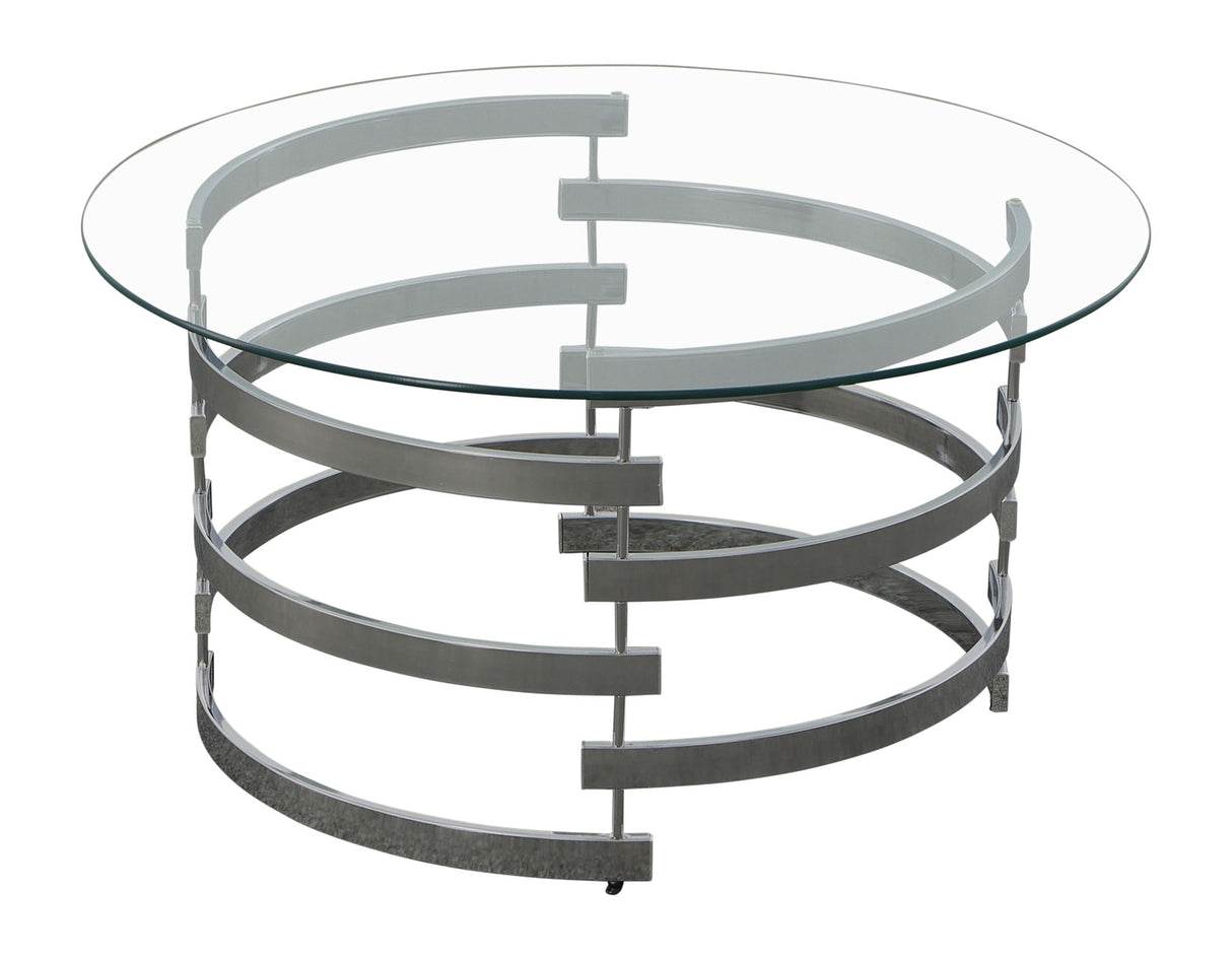 Tayside Chrome Glass Top Cocktail Table from Steve Silver - Luna Furniture