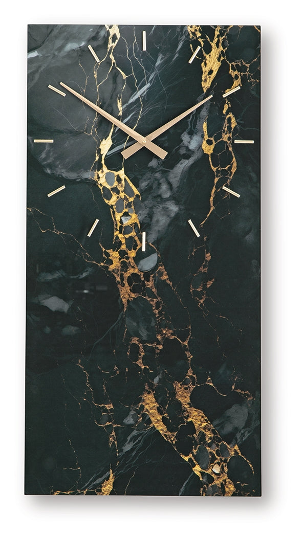 Teague Black/Gold Finish Wall Clock from Ashley - Luna Furniture