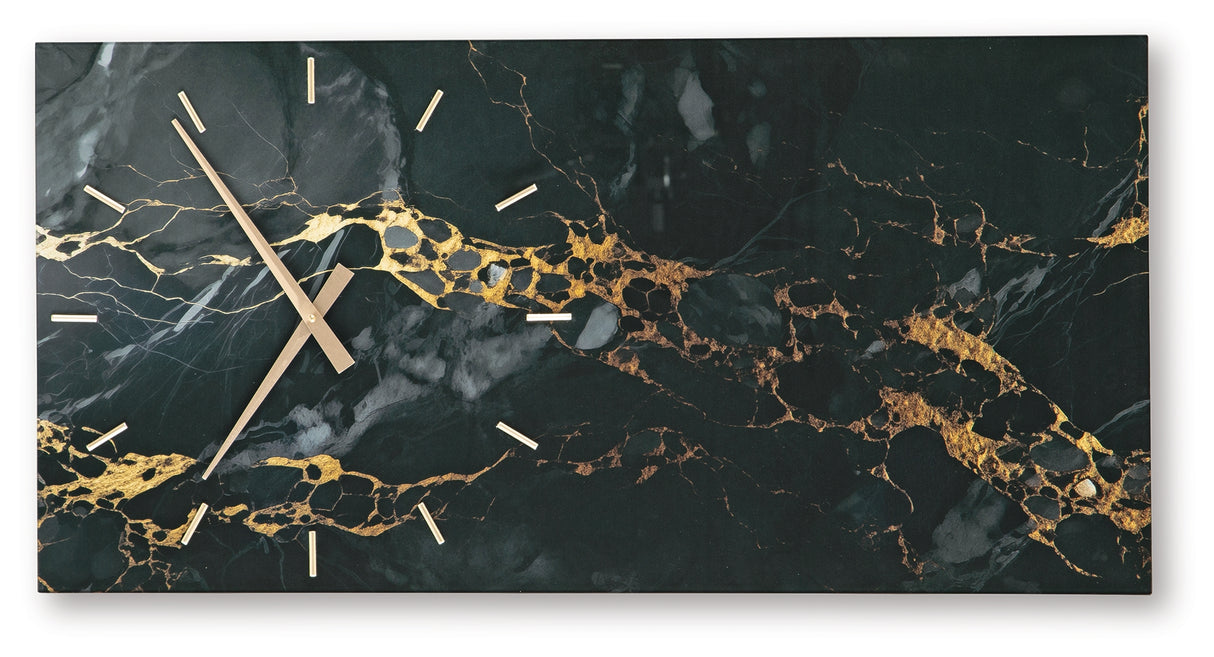 Teague Black/Gold Finish Wall Clock from Ashley - Luna Furniture