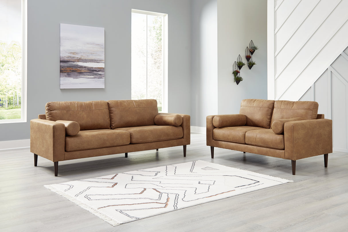 Telora Sofa and Loveseat in Caramel from Ashley Furniture - Luna Furniture