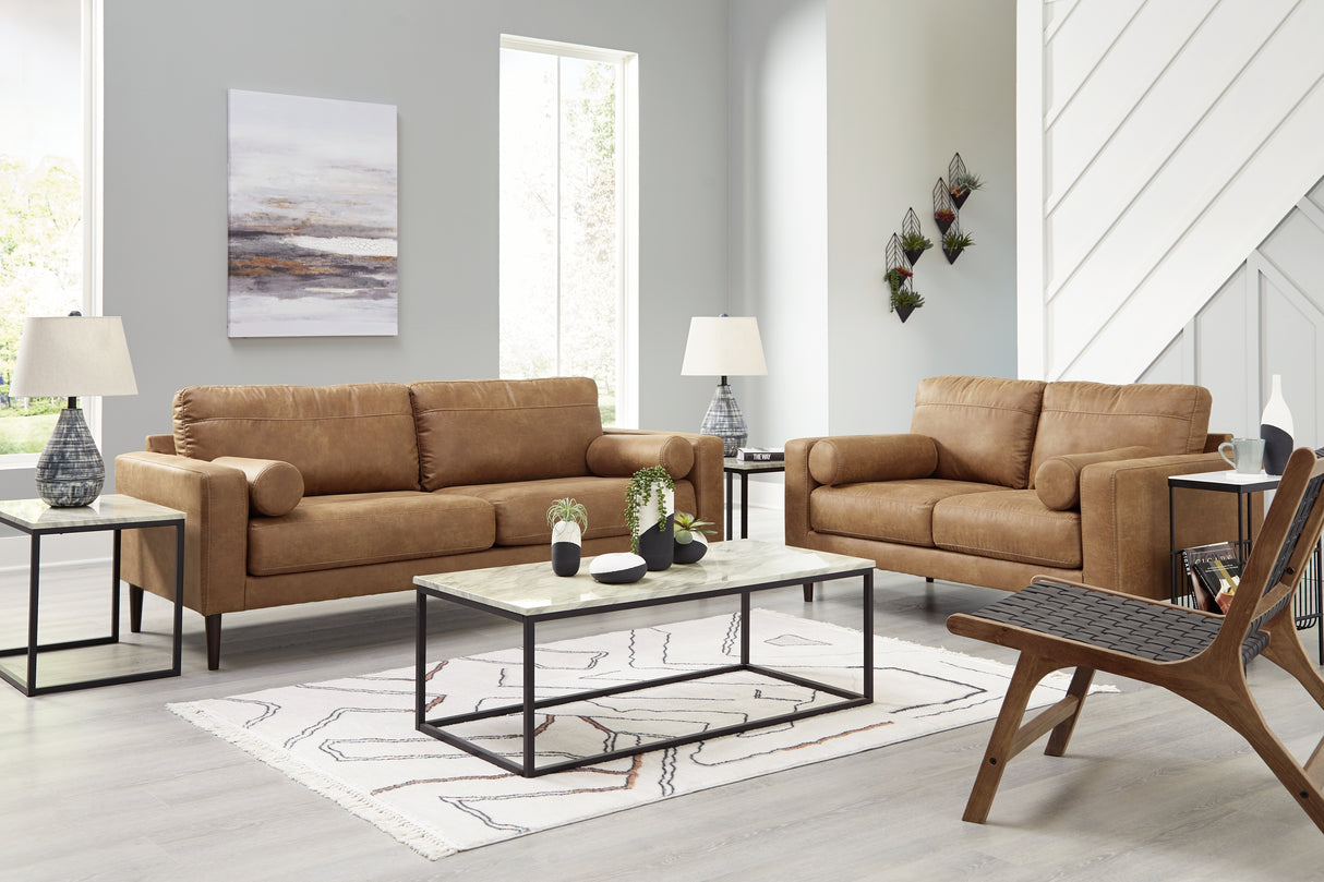 Telora Sofa and Loveseat in Caramel from Ashley Furniture - Luna Furniture