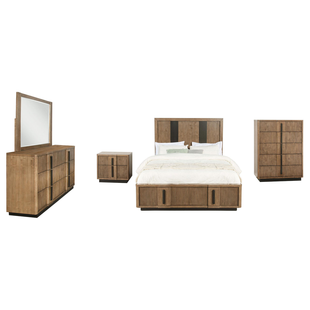 Terrace 5-piece California King Wall Panel Bedroom Set Ash Brown from Coaster - Luna Furniture
