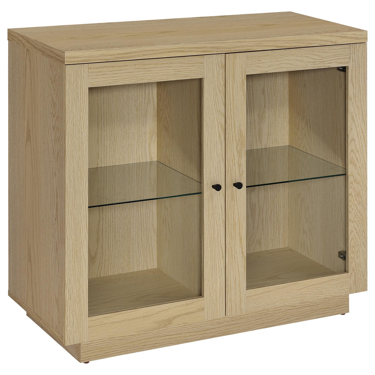 Tilbury Light Oak 2-Door Glass Front Accent Display Cabinet from Coaster - Luna Furniture