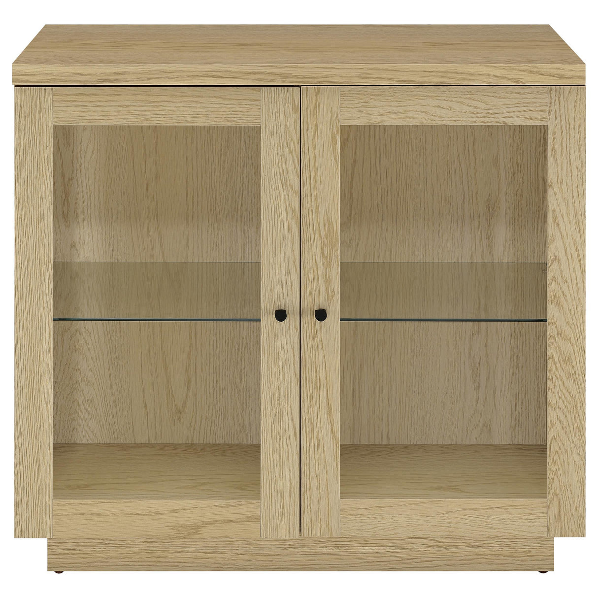 Tilbury Light Oak 2-Door Glass Front Accent Display Cabinet from Coaster - Luna Furniture