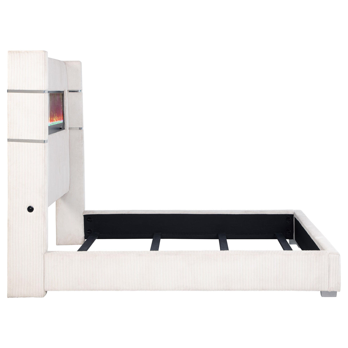 Tisdall Cream 67-inch Upholstered Cal King Fireplace Bed from Coaster - Luna Furniture