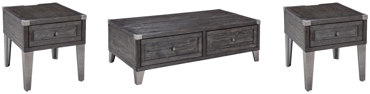 Todoe Coffee Table with 2 End Tables in Dark Gray from Ashley Furniture - Luna Furniture