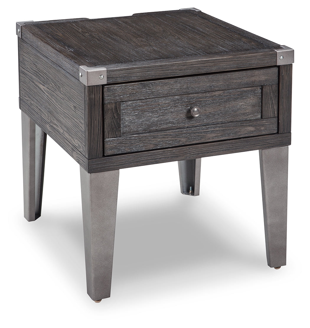 Todoe Coffee Table with 2 End Tables in Dark Gray from Ashley Furniture - Luna Furniture