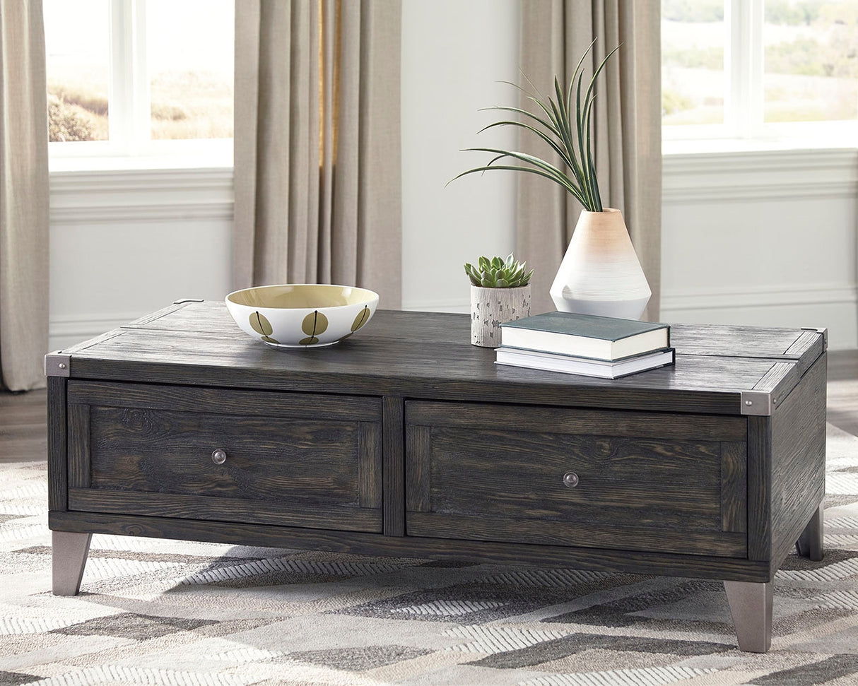 Todoe Coffee Table with 2 End Tables in Dark Gray from Ashley Furniture - Luna Furniture