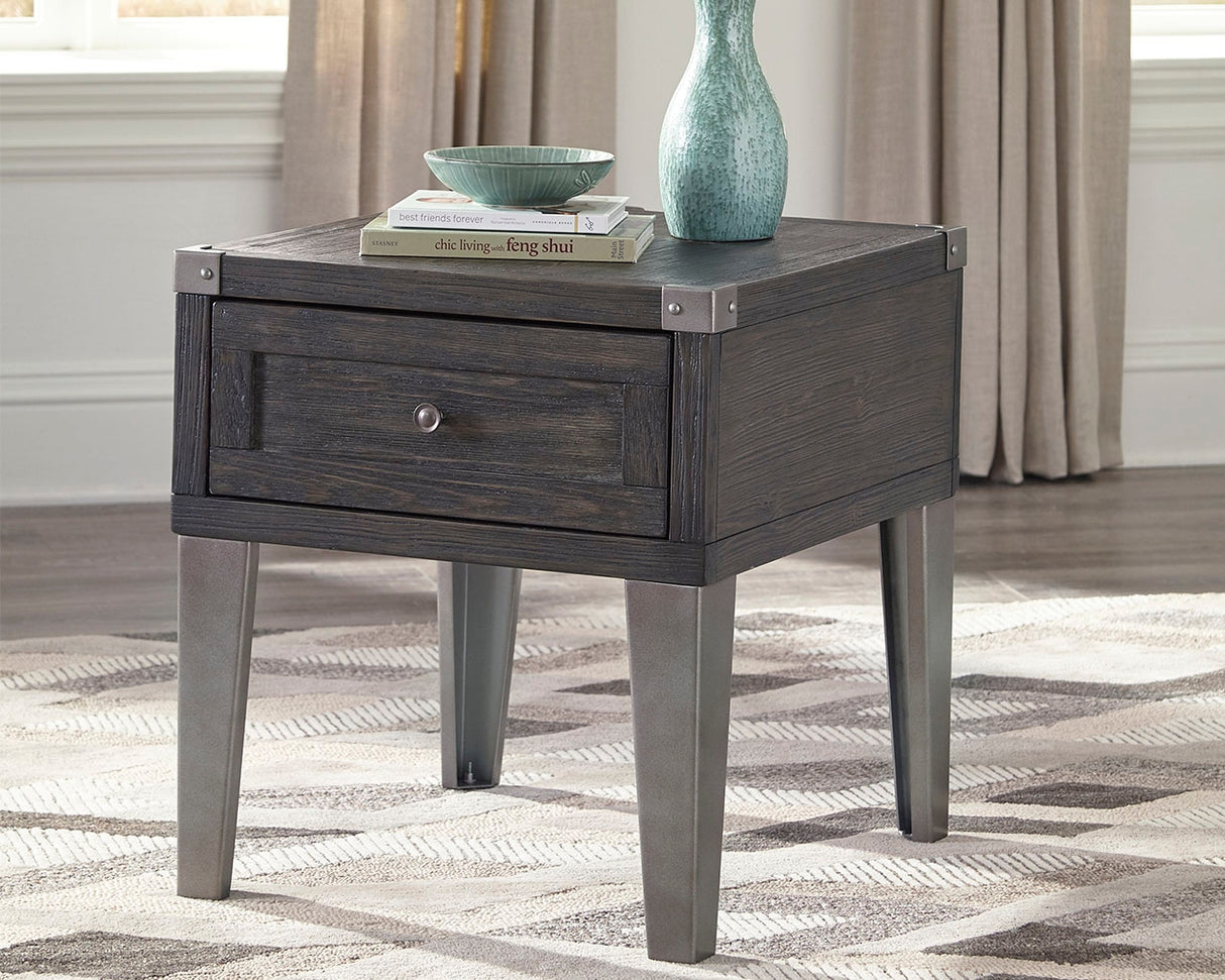 Todoe Coffee Table with 2 End Tables in Dark Gray from Ashley Furniture - Luna Furniture