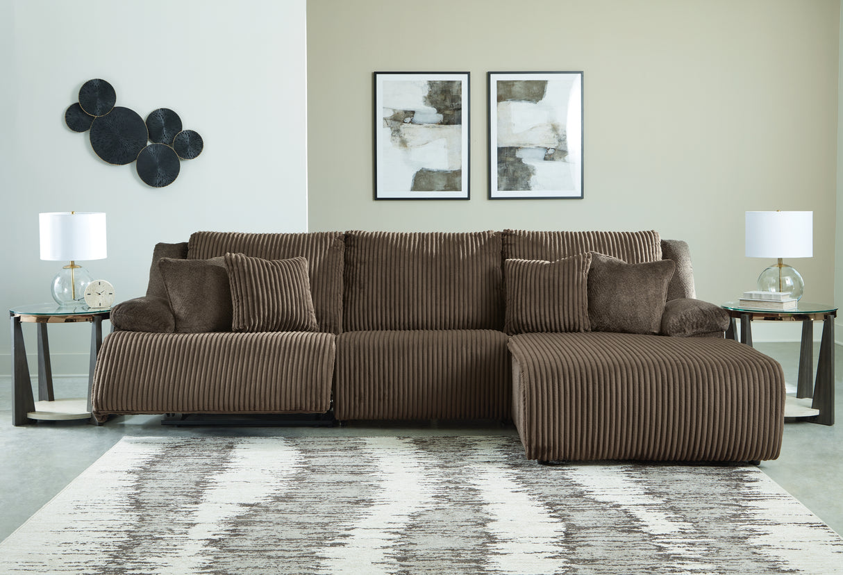 Top Tier Chocolate 3-Piece RAF Chaise Reclining Sectional from Ashley - Luna Furniture
