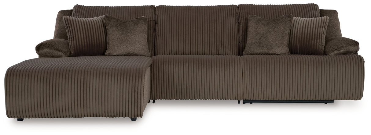 Top Tier Chocolate 3-Piece LAF Chaise Reclining Sectional from Ashley - Luna Furniture