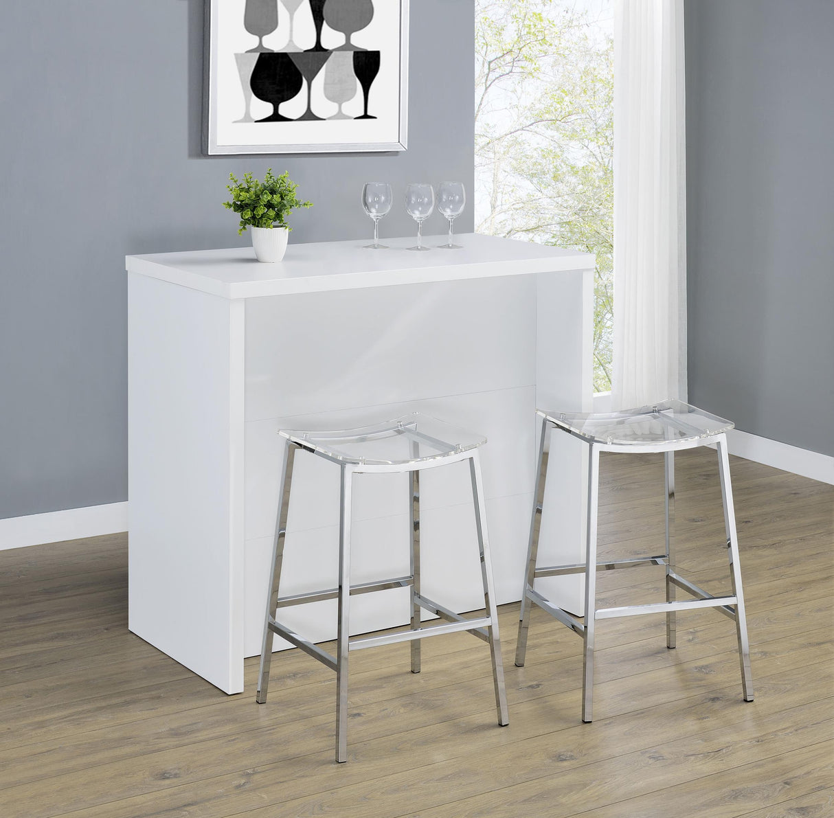Topanga Engineered Wood Freestanding Home Bar Cabinet White from Coaster - Luna Furniture