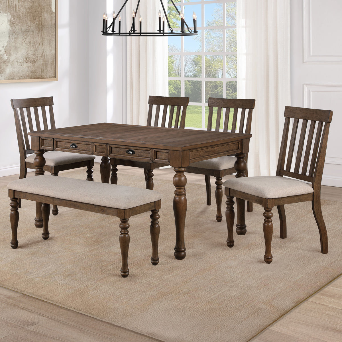 Joanna 6-Piece Dining Set, Brown from Steve Silver - Luna Furniture